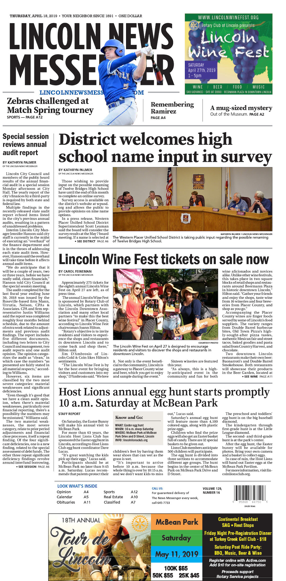 Page Design for Lincoln News Messenger